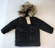 Gap Baby 764661 Toddler Sz 3Y Black Faux Fur Trim Hooded Parka Jacket 108