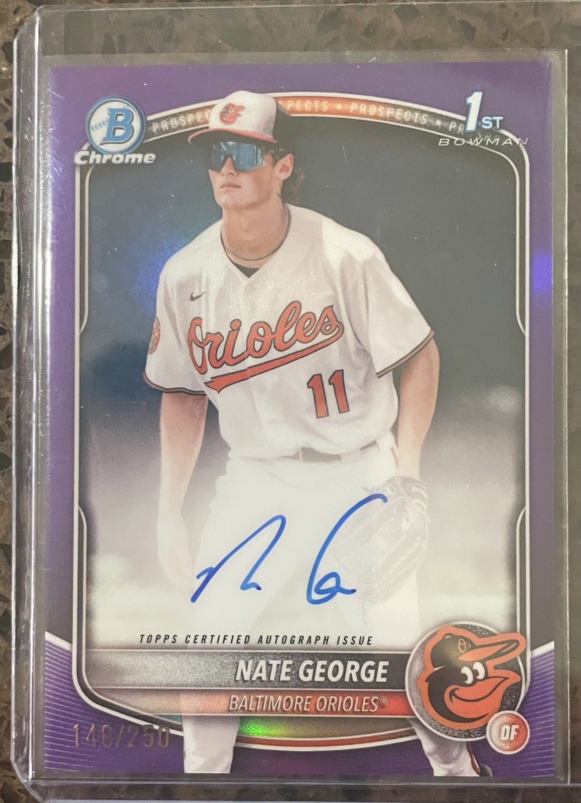 2025 Bowman Chrome Prospect Auto Nate George #CPA-NG Purple Refractor /250