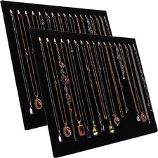 17 Hooks Necklace Display Jewelry Tray Organizer Pad 17 (2 pcs) 