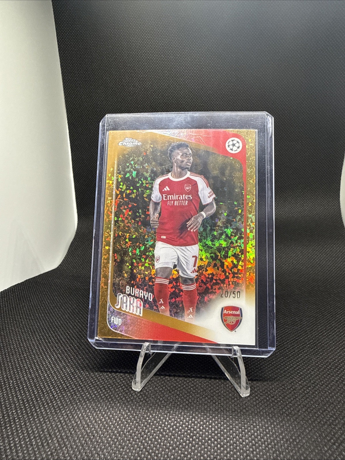Bukayo Saka 2025-26 Topps Chrome UCC Gold Sparkle /50 view 1
