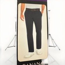Banana Republic Men's Flat Front Pant Slim Fit Stretch Fabric Wicking 40x34Black