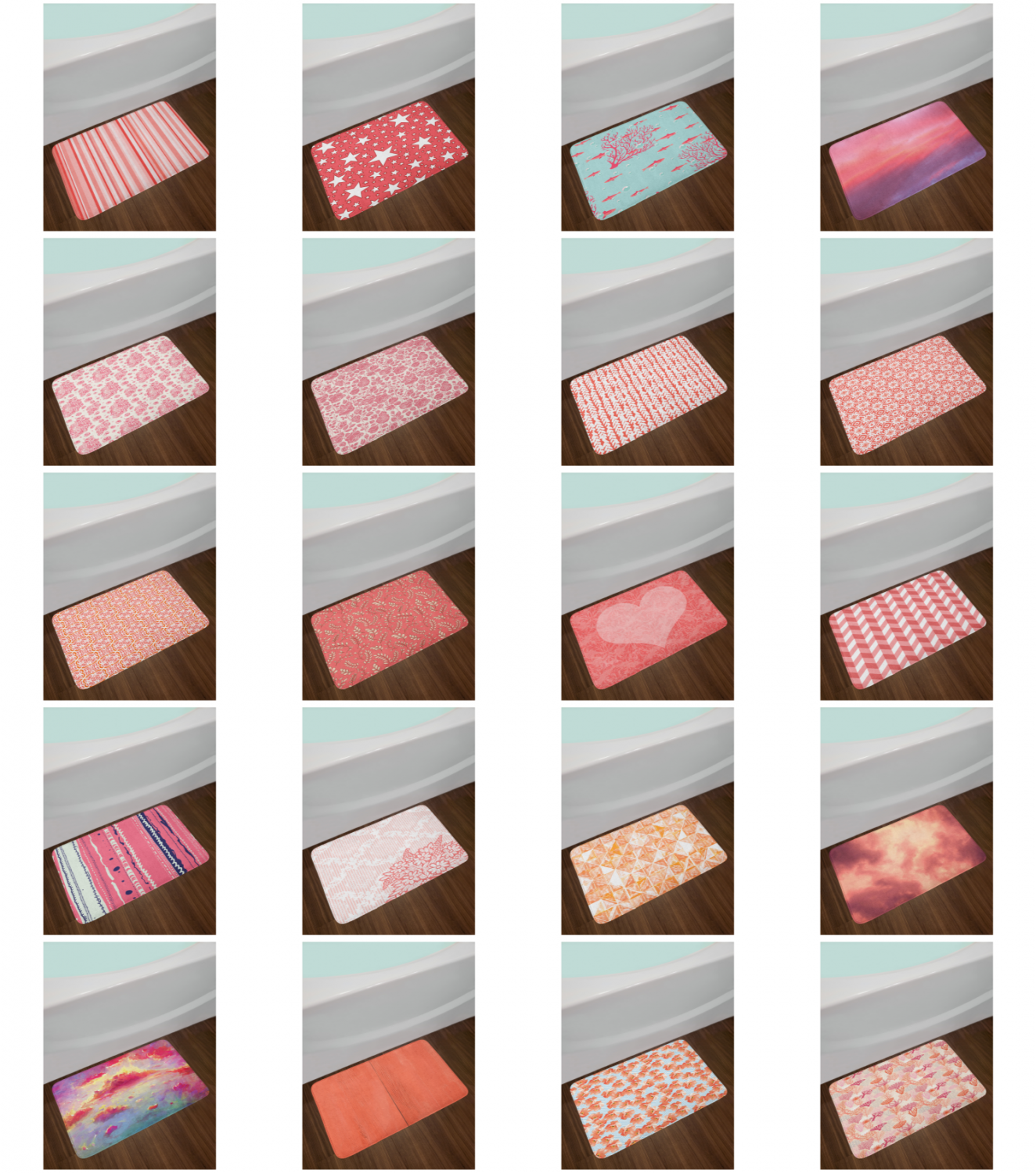 Coral Bath Mat Bathroom Decor Plush Non-Slip Mat 29.5