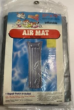 Vintage Inflatable Sun Tanner Air Mat Pool Float  Large 72" x  27” Silver New!