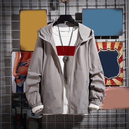 Mens Solid Color Cardigan Zipper Fashion Pocket Hooded Jacket Thin Skinwear Coat - Bild 10 von 14