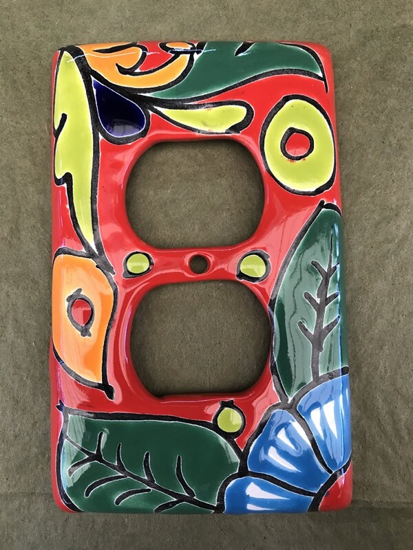 B5 Talavera Outlet Double Plug Light Switch Toggle Plate Cover Amigos