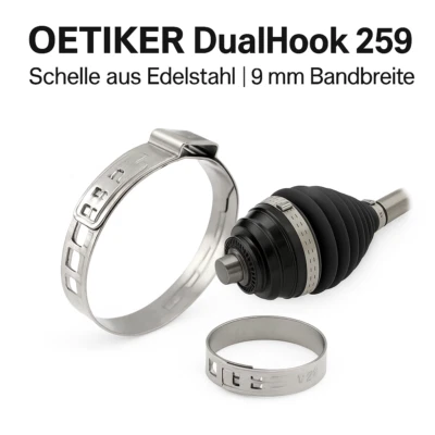 OETIKER DualHook 259 Schelle Edelstahl 9mm breit für Achsmanschette Antriebswell