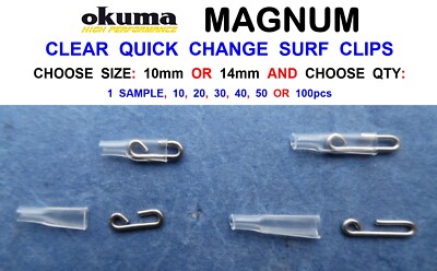 CLEAR OKUMA QUICK CHANGE SURF CLIPS MEER ANGELSCHNUR BRAID RIG SNAP FAST LINKS