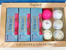 SPALDING Flying Lady - 10 Pink NEW Golf Balls 5 Used White Original Box