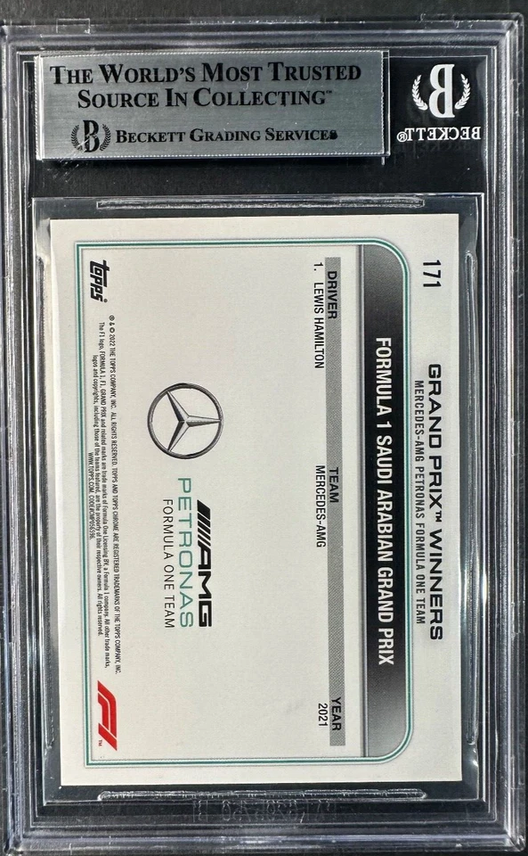 2022 topps chrome formula 1 Lewis Hamilton 171  Orange BGS 8 - Image 2 of 2