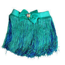 Weissman Little Girls Small Fringe Dance Skirt Dress Up Play Blue Green