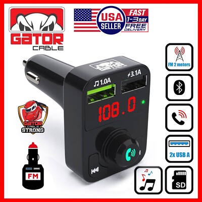 Car Bluetooth FM Radio Transmitter Wireless Adapter 2USB Charger AUX Hands Free