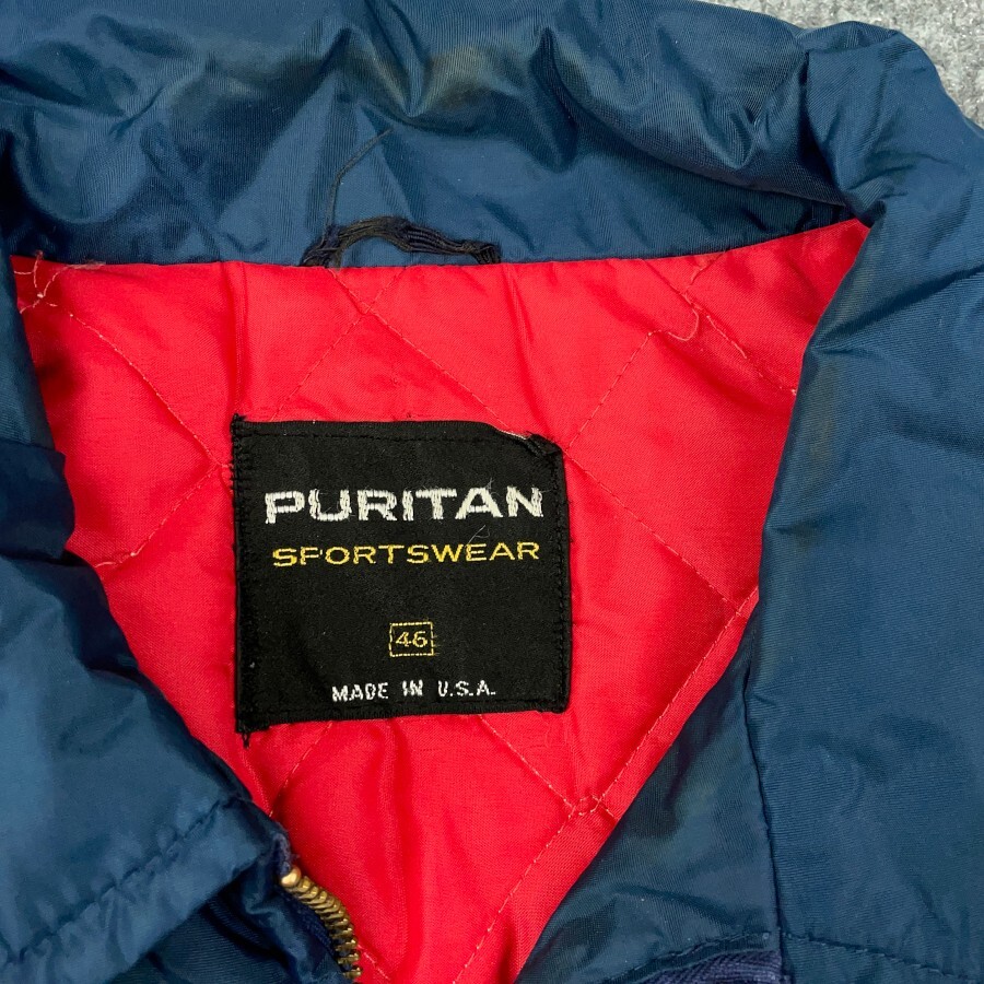 VTG 80s Puritan Zip Field Jacket Adult 46 Dark Blue Red VTG 80s Puritan Zip Field Jacket Adult 46 Dark Blue Red