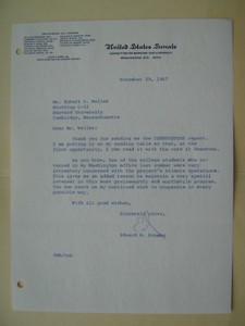 SIGNED personal letter MASSACHUSETTS Senator EDWARD BROOKE genuine VINTAGE rare