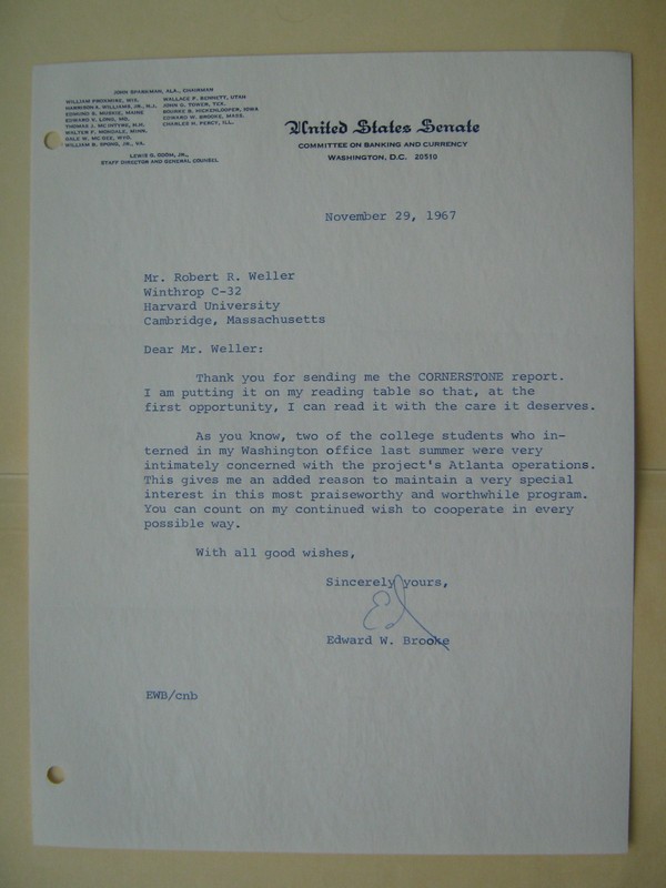 SIGNED personal letter MASSACHUSETTS Senator EDWARD BROOKE genuine VINTAGE rare