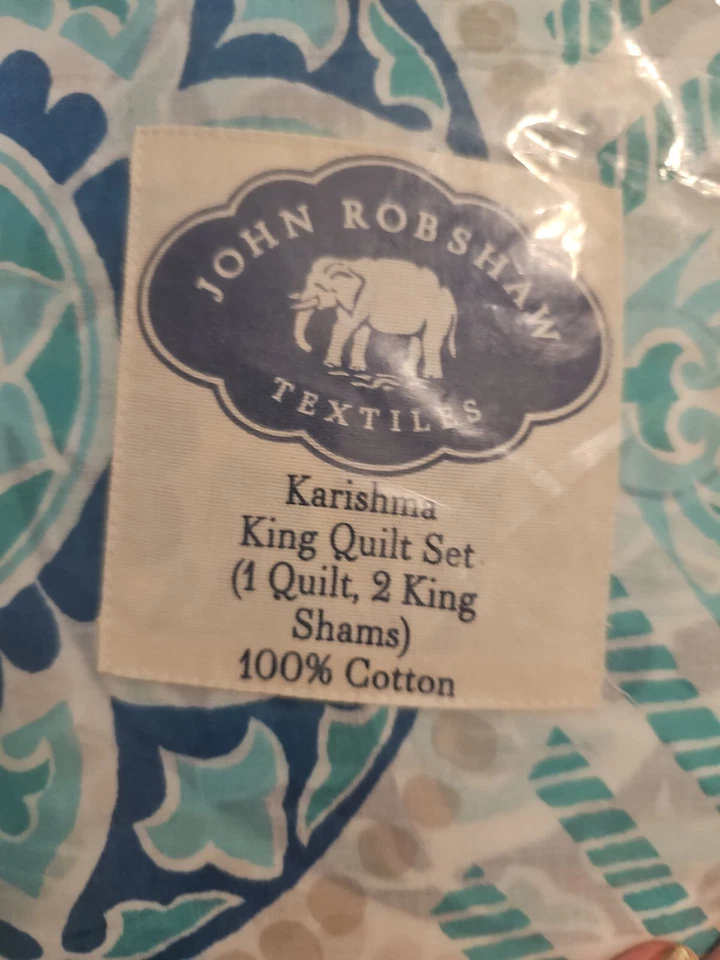 John Robshaw Karishma King Quilt Set (Quilt & 2 Shams) 100% Cotton $699, NWT! - Image 4 of 4