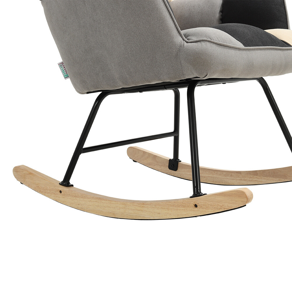 Morden Linen Rocking Chair Upholstered Accent Rocker Chair Comfy Sofa