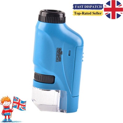 Mini Mikroskop Set mit LED Licht 60-120X Handmikroskop für Kinder (blau)