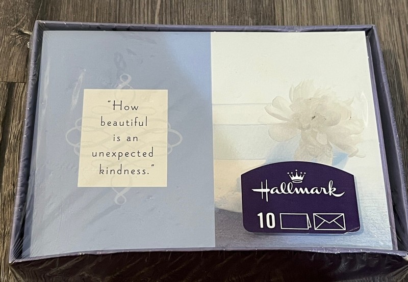 SEALED VINTAGE HALLMARK Kindness 10 NOTECARDS Purple Flowers Friends Thank You