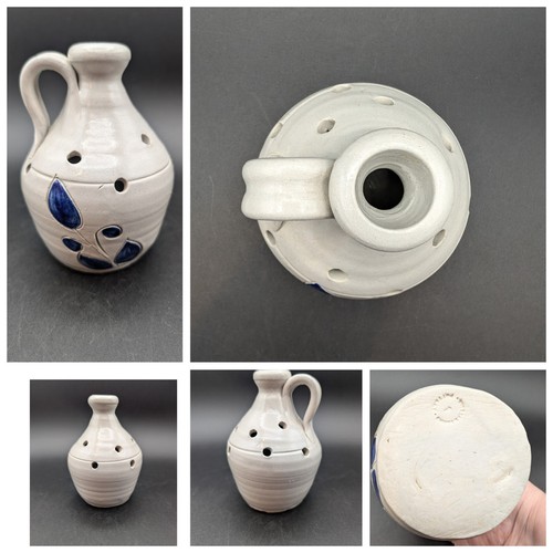 Williamsburg Pottery Salt Glaze Stoneware Cobalt Flower Lot Of 7 - Picture 4 of 15