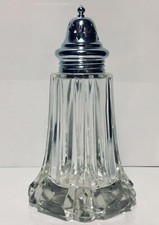 Vintage Bohemia Crystal Glass Bottle Sifter Shaker Dredger Metal Screw Top