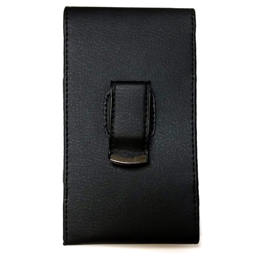 for iPhone X - VERTICAL BLACK Leather Pouch Holder Belt Clip Loop Holster Case - Picture 3 of 5