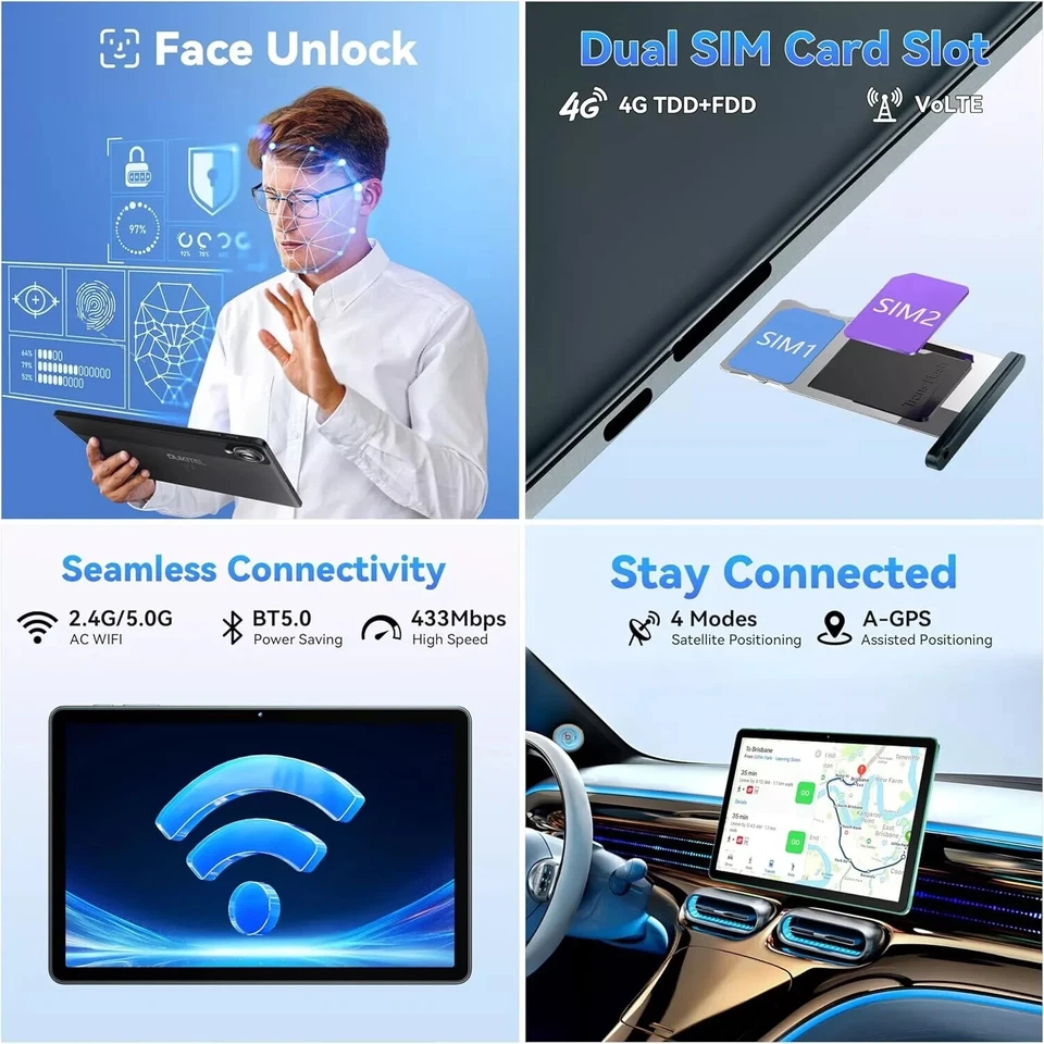 OUKITEL OT11  11'' Octa Core Android Tablet Dual Sim 4G 128GB N. Day Del - Image 2 of 4