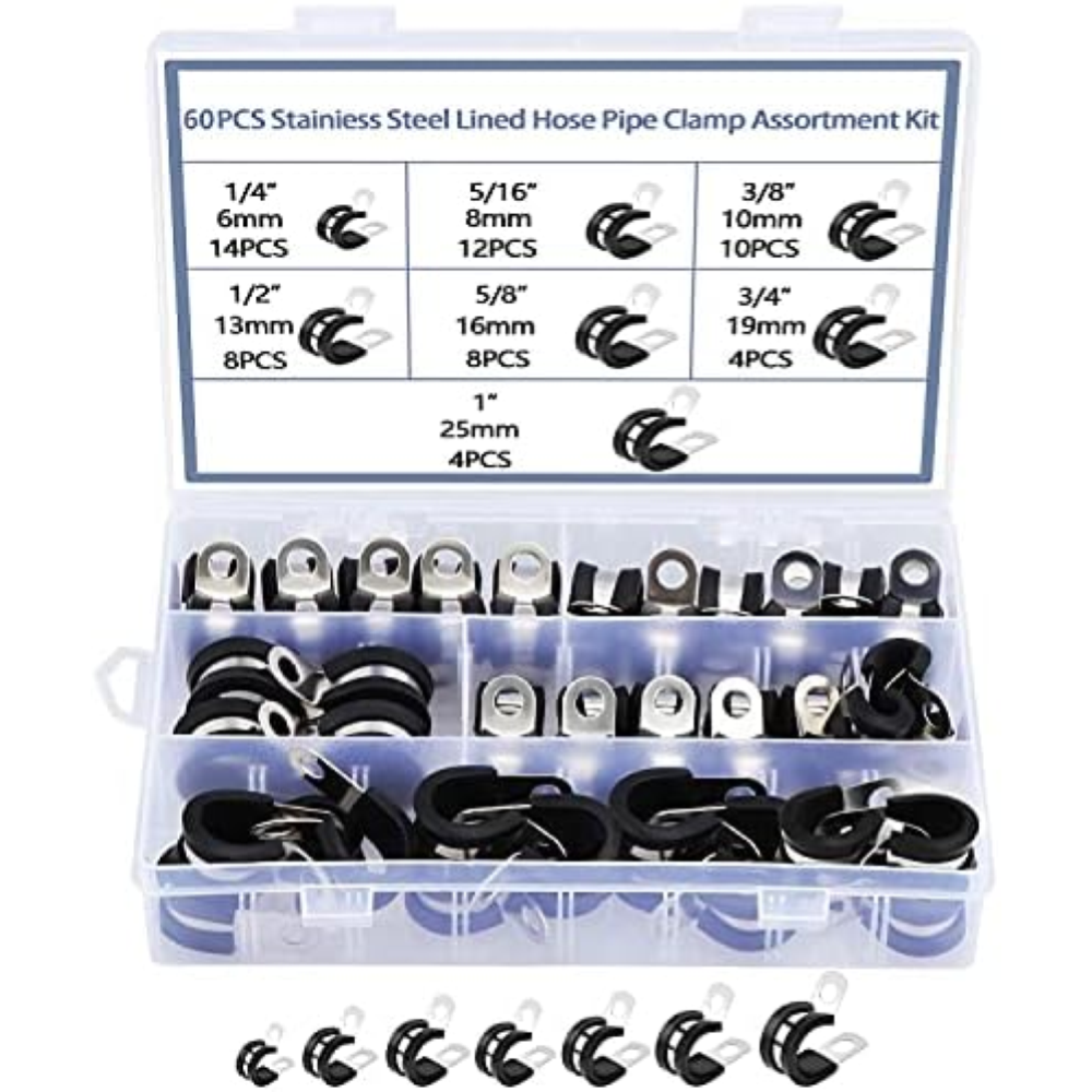 MaxAwe 60 fascette stringitubo in gomma, fascette stringitubo a vite, fascette s