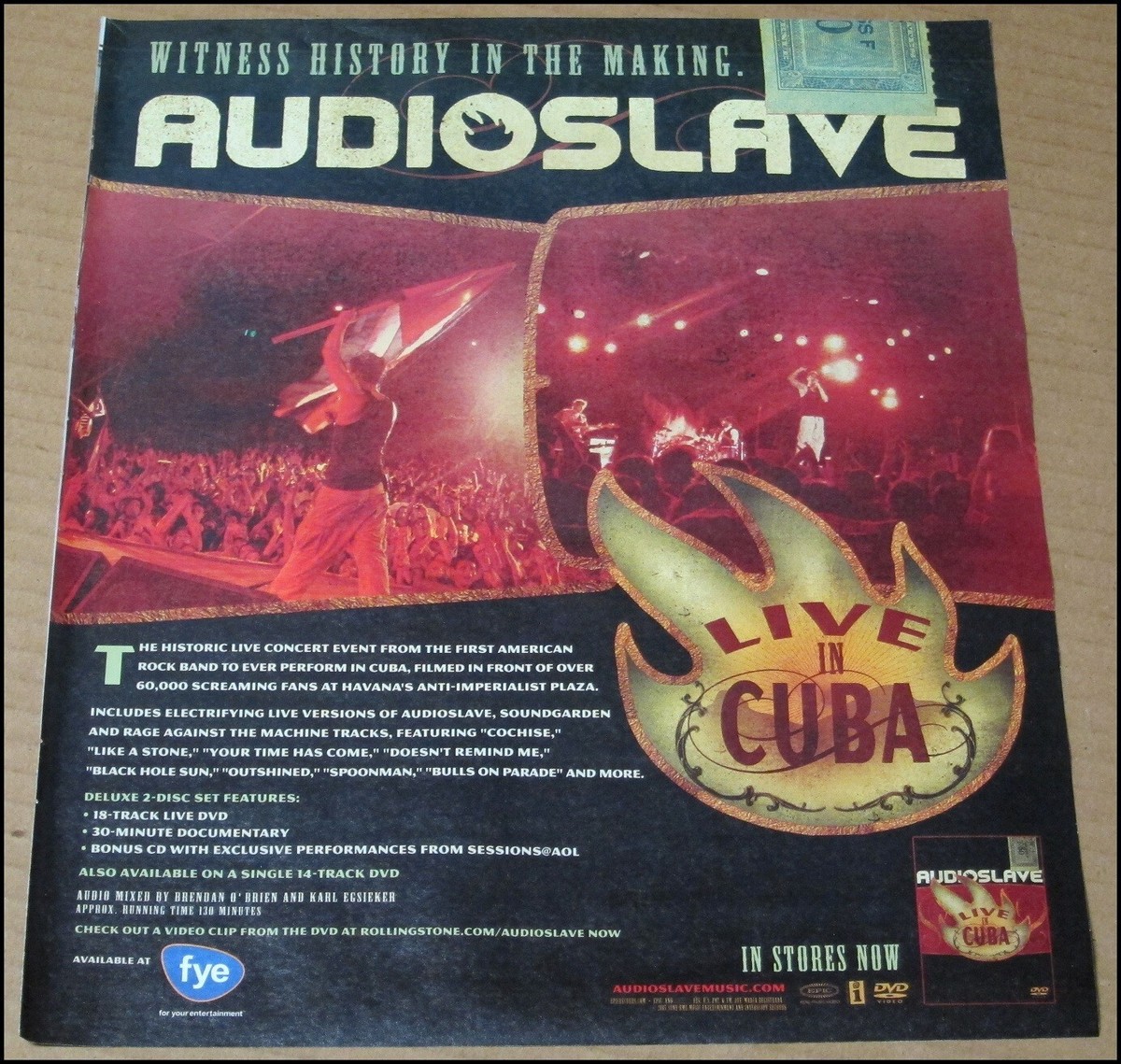 2005 Audioslave Live in Cuba Print Ad DVD Advertisement Chris