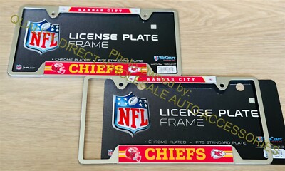 Two NFL Kansas City Chiefs Authentic License 2 Plate Frames OFFICIAL FRAME GIFT