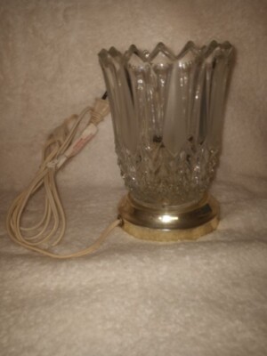 Vintage Bohemia Crystal Boudar Style Lamp  Clear And Frosted 7'''' Czech