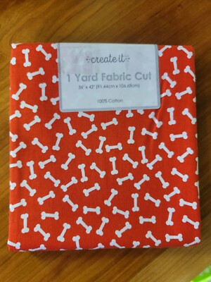 Create It 1 Yard Fabric Cut  Puppy Bones  100% Cotton NEW 