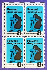 Scott #1438, Corner Block Of 4 - MNH - Prevent Drug Abuse - 1971 Issue