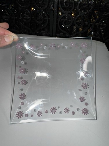 VINTAGE Pampered Chef Glass Plates 6" Square DAISY #2818 Pink White Floral 4-Pc - Picture 15 of 20