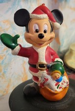 2 Vintage Mickey Mouse As Santa Christmas Ornaments Rare