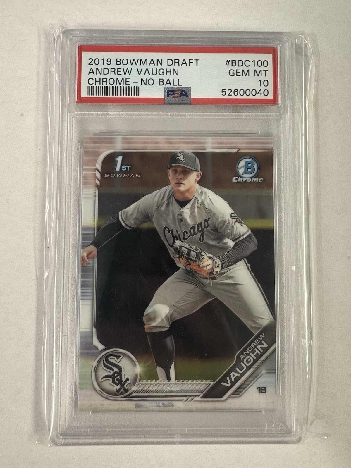 2019 Bowman Draft 1st Prospect Rookie Chrome #BDC100 Andrew Vaughn RC MIL PSA 10
