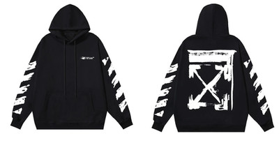 Off White Arrows Graphic Hoodie Black Reprint Streetwear Cotton Pullover S-5XL