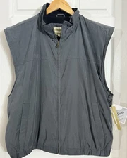 NEW Vintage Perry Ellis Mens Size LARGE Full Zip Fleece Vest Jacket Gray Teflon