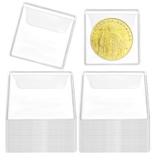 50 Pack Plastic Coin Sleeves, 2.1 x Inch Clear