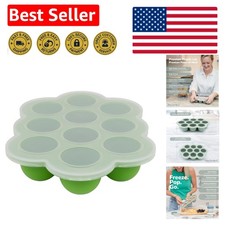 Vibrant Green Silicone Freezer Tray with Clip-On Lid: Baby Food Made Easy