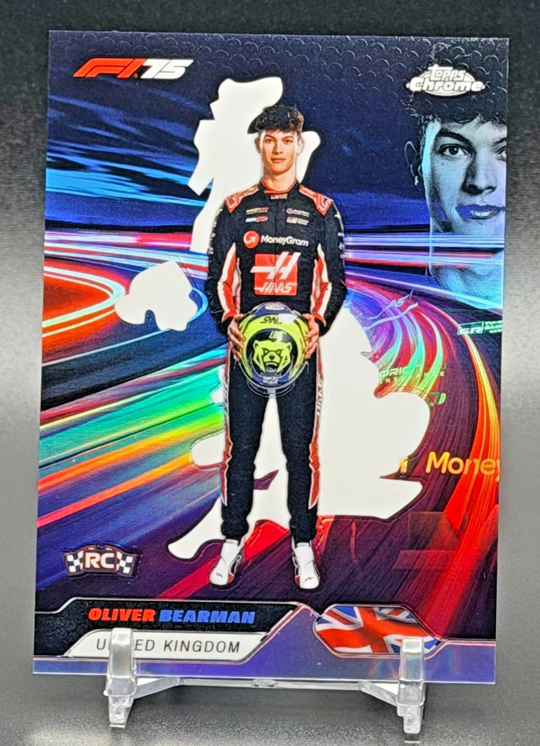 2025 TOPPS CHROME FORMULA 1 F1 75TH NEON NATIONS RC OLIVER BEARMAN SSP