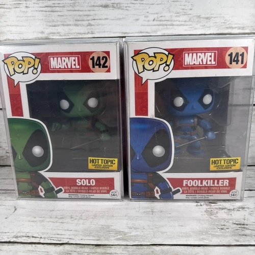 (2) Funko POP! Marvel Deadpool #141 Foolkiller & #142 Solo Hot Topic Exclusive
