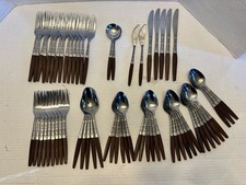 Interpur INR2 MCM Stainless Flatware Brown Handle Japan MCM Lot Of 64 Pieces