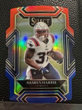 2021 Panini Select Damien Harris Red/Blue Club Level Die-Cut Patriots