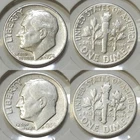 Lot of (2) Roosevelt Dimes: 1958-P & 1958-D - F+ & F - 90% Silver