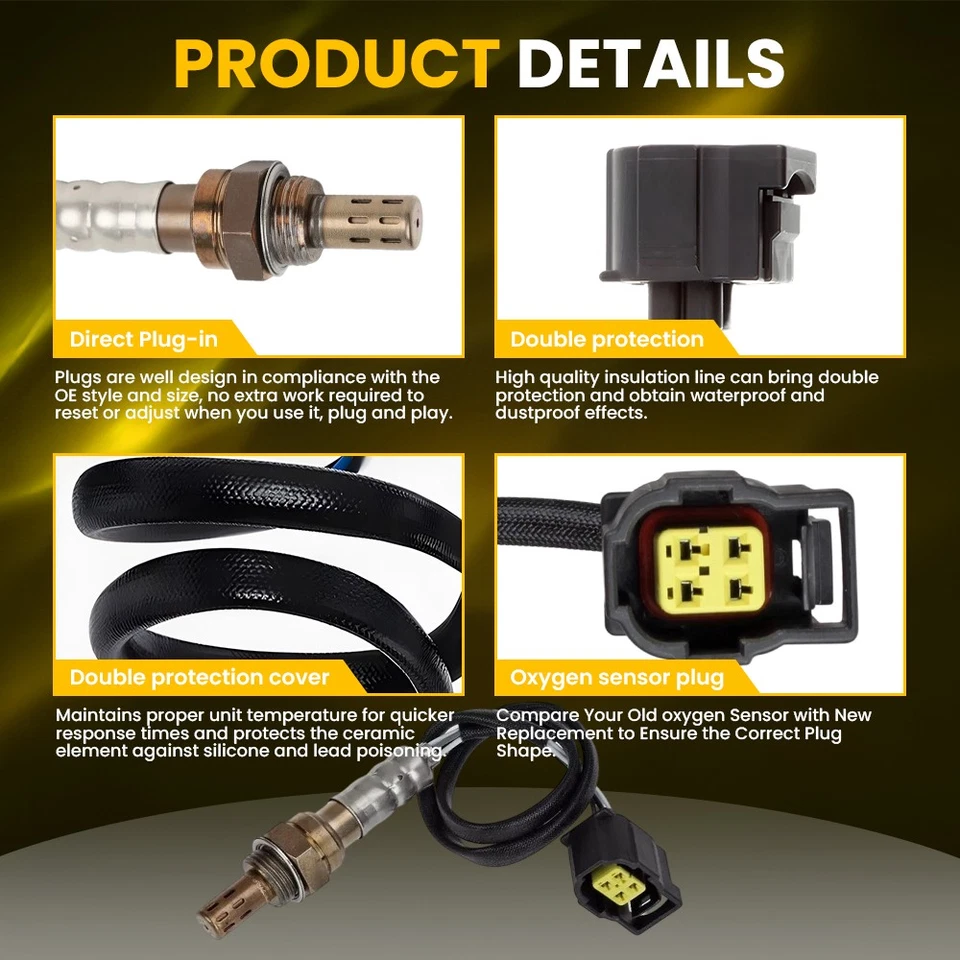 4x Sensor de oxígeno aguas arriba y aguas abajo para Jeep Wrangler 2001-2018 234-4228 234-4229 EAH Foto 3 de 4