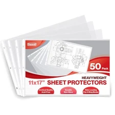 Dunwell 11X17 Sheet Protectors Landscape  (50 Pack, Heavyweight), 11 X 17 Ledger