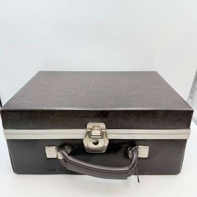 Vintage Brown Faux Leather 8-Track Tape Carrying Case 24 Slot Storage Box Retro