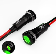 2PCS 12Mm Green LED Indicator Light Waterproof Metal Signal Lamp 5V 12V 24V