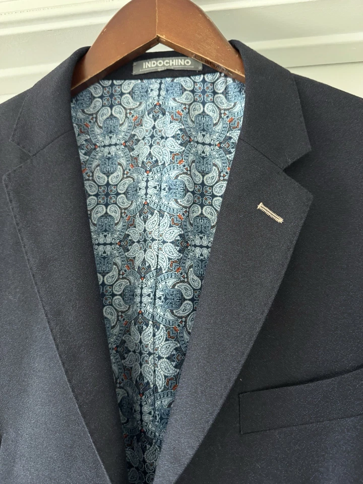 Indochino Suit Jacket Blazer Sport Coat Wool Navy Blue 2 Button Size 40R Surgeon - Image 3 of 4