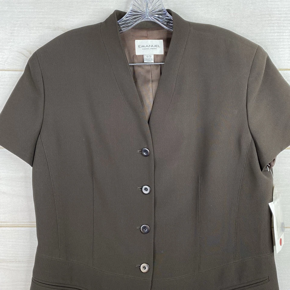 Blazer Top De Colección Emanuel Ungaro Para Mujer 16/50 Marrón Con Botones Corto Slv Cuello en V Nuevo con Etiquetas Foto 2 de 4